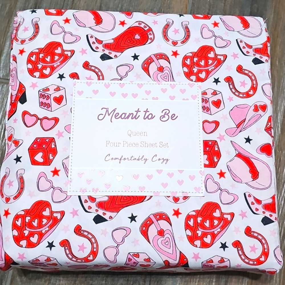 Meant To Be "Cowgirl in Love" Queen Four Piece Sheet Set